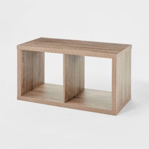 13'' 2 Cube Organizer White - Brightroom™: MDF Cubby Storage Bookshelf with Anti-Tip Hardware, 13" System Compatible