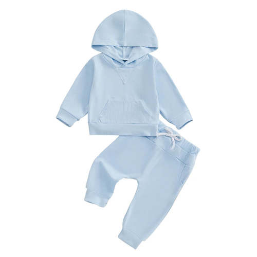 Baby Toddler Boys Girls Fall Outfit Ribbed Long Sleeve Hooded Top and – August + Willow