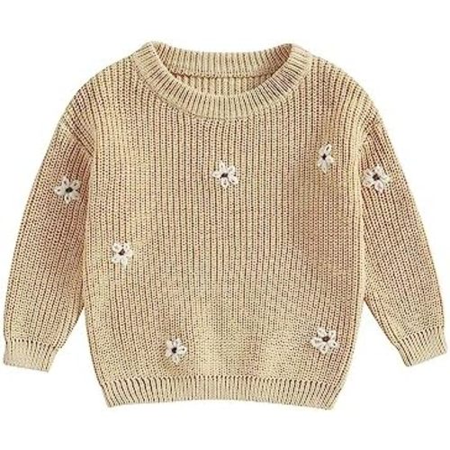 Infant Toddler Baby Girl Knit Sweater Long Sleeve Floral Embroidery Pullover Sweatshirt Warm Fall Winter Clothes