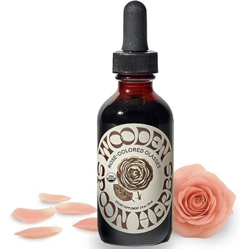 Wooden Spoon Herbs Rose-Colored Glasses USDA Certified Organic Tincture for Nervous System & Mood Support | 4 Herb Complex with Passionflower & Provence Rose Petal | Non-GMO, Vegan | 2oz, 32 Servings