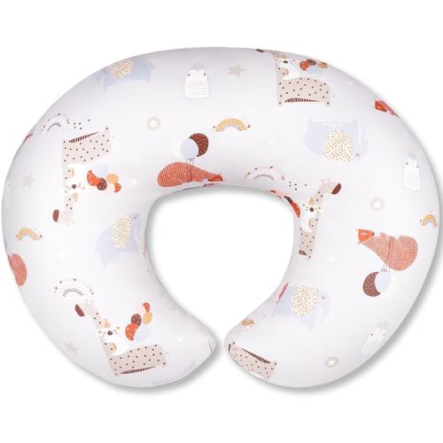 Nursing Pillow, Breastfeeding Pillows with Standard Size Removable Cover, Breast Feeding Pillow with Breathable Filling, Ergonomic Nursing Essentials for Bottle and Breastfeeding- Animal Gray