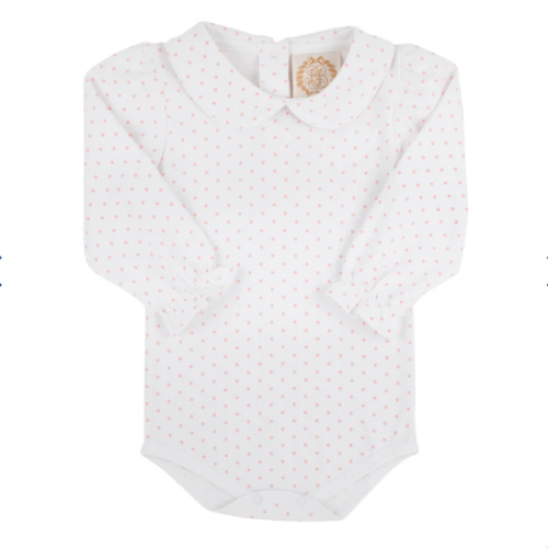Maude's Peter Pan Collar Shirt & Onesie (Long Sleeve Pima) - Sandpearl Pink Microdot