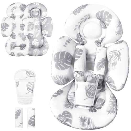 Infant Insert Compatible with 4moms Mamaroo Swing & Graco Swing and Infant Car Seat, Newborn Insert, Baby Head and Body Support, Reversible Design, Breathable Soft Fabric, 1Pcs - Grey Leaf