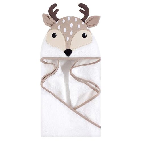 Hudson Baby Unisex Baby Cotton Animal Face Hooded Towel, Little Fawn, One Size