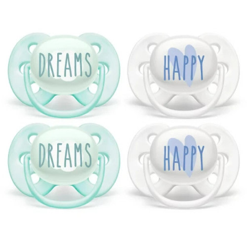 4 PK - 0-6 Months Philips Avent Ultra Soft Pacifier Dreams and Happy SCF222/43