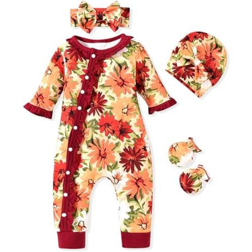 Aalizzwell Baby Girls Romper Outfit Fall Winter Clothes with Accessories