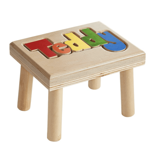 Hollow Woodworks Personalized Puzzle Step Stools, Color: Primary