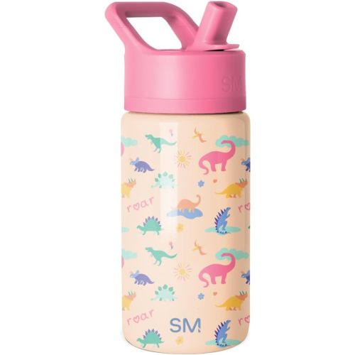 Simple Modern Kids Summit Water Bottle with Straw Lid | 14oz Stainless Steel Cup Insulated Tumbler for Toddlers, School | Dinosaura