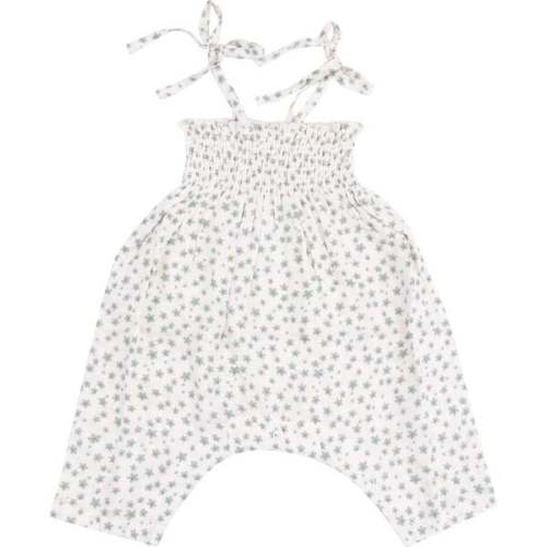 Tie Strap Smocked Romper, Jadeite Simple Floral - Angel Dear | Maisonette