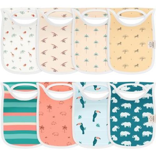 Keababies 8-pack Hallo Baby Drool Bibs , Baby Bibs For Boys, Girls, Pull-on Bibs For Baby Boy, Baby Girl, Baby Bib Unisex (wildscape)