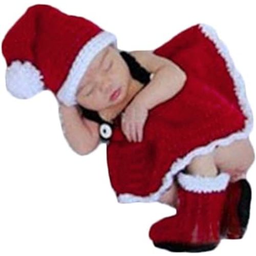 Baby Photography Props Christmas Outfits Newborn Boy Girl Photo Shoot Costume Crochet Knitted Santa Hats Dress Boots