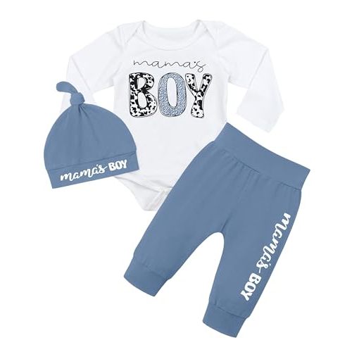 Fommy Newborn Baby Boy Clothes New to The Crew Letter Print Romper+ Pants+Hat 3PCS Outfit