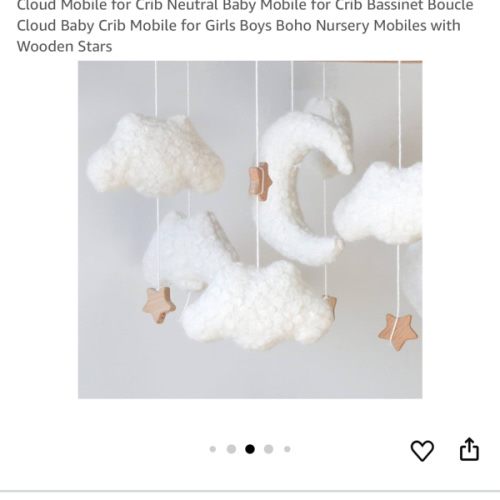 Cloud Mobile for Crib Neutral Baby Mobile for Crib Bassinet Boucle Cloud Baby Crib Mobile for Girls Boys Boho Nursery Mobiles with Wooden Stars