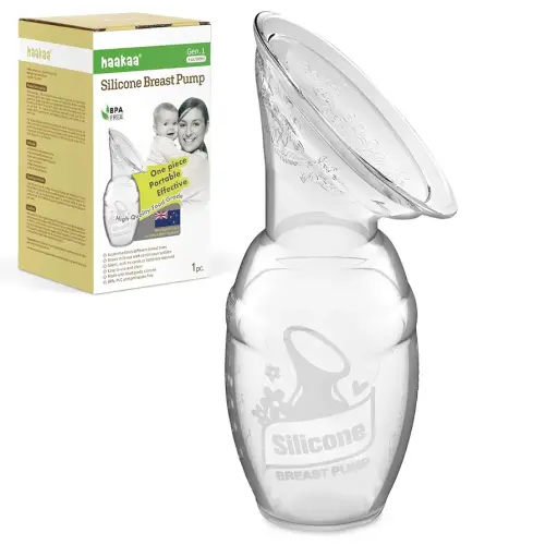 Haakaa Silicone Breastfeeding Manual Breast Pump Milk Pump 100% Food Grade Silicone BPA PVC and Phthalate Free, Clear