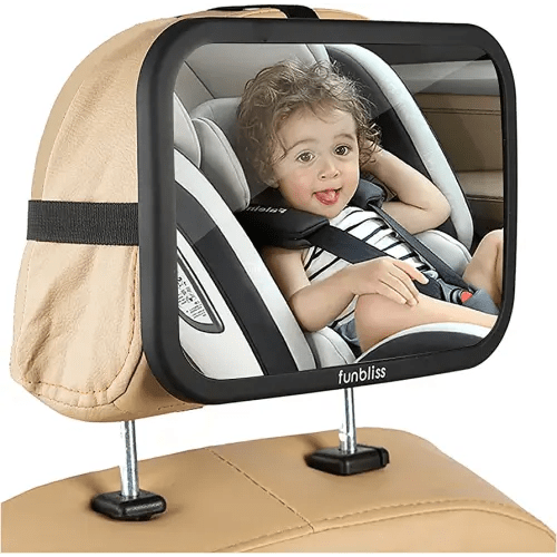 Baby Car Mirror Most Stable Backseat Mirror with Premium Matte Finish-Super Clear PMMA Material Mirror-Safe, Secure and Shatterproof,Black