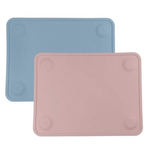 WeeSprout Silicone Suction Placemats for Babies, Toddlers & Kids - Large, 2 Pack (Matte Blue & Green)