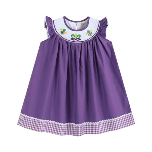 Lil cactus Baby and Girls Smocked Mardi Gras Bishop Dress