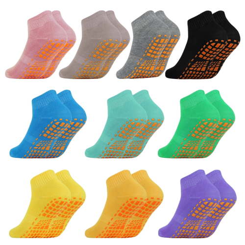 Usavemo 10 Pairs Unisex Non Slip Yoga Socks Trampoline Socks Hospital Grip Slipper Socks Pilates Socks Sports Socks for Men Women