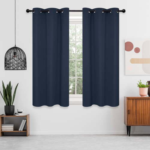 Deconovo Curtains Thermal Grommet Blackout Curtains 2 Panels, 42x45 in, Navy Blue