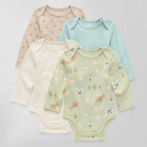 Okie Dokie Baby Unisex 4-pc. Crew Neck Long Sleeve Bodysuit