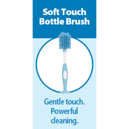 Dr. Brown's Soft Touch No Scratch Baby Bottle Cleaning Brush Nipple Cleaner with Stand and Storage Clip, BPA Free, Blue 1-Pack