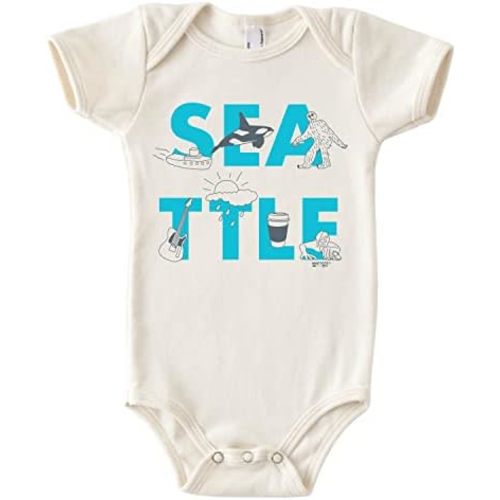 MAPTOTE Font One Piece-Unisex Baby Organic Cotton Short Sleeve Bodysuits-Various Sizes 3-18 Months-City Specific-Made in USA