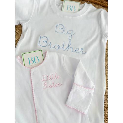 Little brother, little sister onesie gown or baby footie