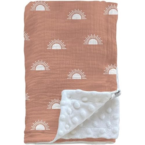 Soarwg Kids Baby Blanket Unisex Newborn, Super Soft Nursery Minky Blankets with Muslin Cotton for Boys Girls, Toddler Baby Nursery Bed Blanket Shower Gifts, 30 x 40 Inch