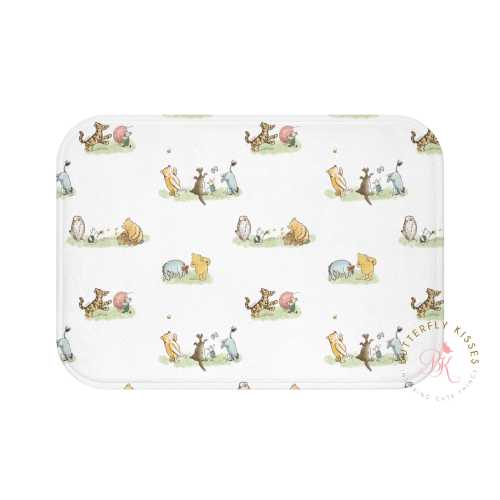 Memory Foam Bath Mat | Anti Slip | Plush Microfiber | Classic Winnie the Pooh and Friends Design