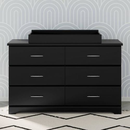 Storkcraft Brookside 6-Drawer Dresser with Changing Topper and Changing Pad - Pebble Gray