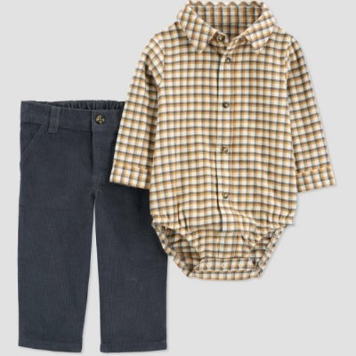 Carter's Just One You® Baby Boys' 2pc Plaid Top & Pants Set - Brown 3M
