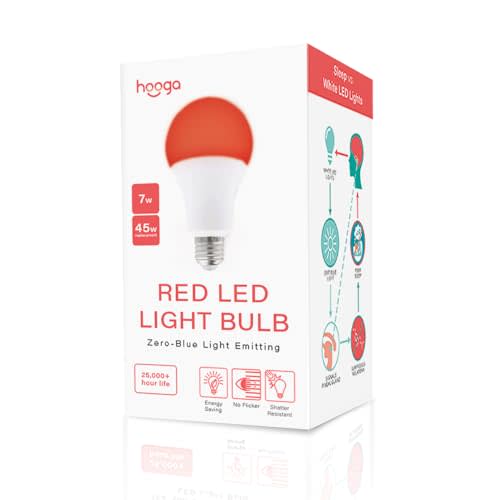 hooga Sleep Light Bulb, Blue Light Blocking Red Night Light. 625nm Red Bulb for Healthy Sleep. Baby Nursery Light. 7W LED, 45W Replacement Single