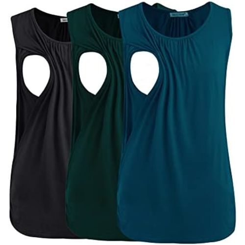 Smallshow Women's Maternity Nursing Tank Tops Breastfeeding Clothes 3-Pack