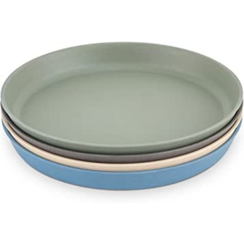 WeeSprout Bamboo Plates (Blue, Green, Gray, & Beige, Without Lids)