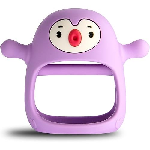 Smily Mia Smily Mia Penguin Teethers, Silicone TeethingToys for Babies 0-6Months, Baby Teethers for 3-6Months, Hand Teether for Infants, Pacifiers for New Born,Light Purple