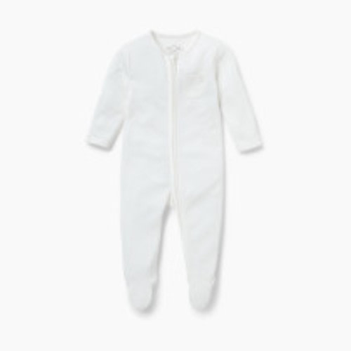 MORI Clever Zip Baby Pajamas - White, Newborn