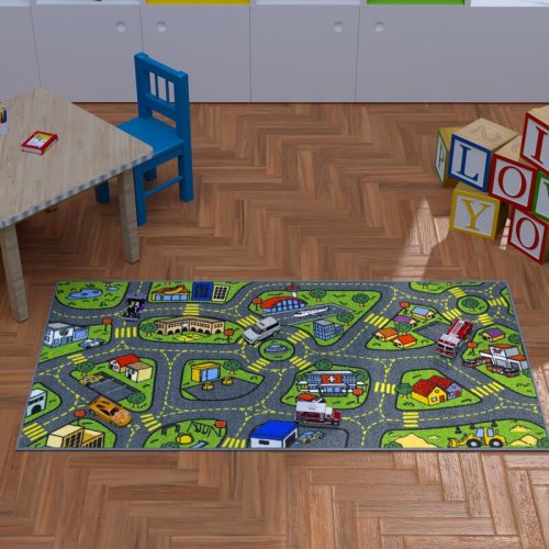 Zoomie Kids City Road Car Traffic Educational Learning Game Play Non Slip Kids Rug Carpet Classroom Playroom Mat & Reviews | Wayfair