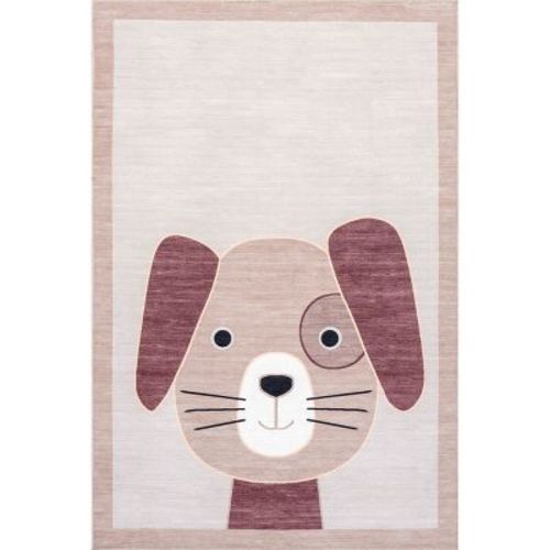Nuloom Rizzo Graphic 4x6 Machine Washable Indoor Area Rug for Living Room Bedroom Dining Room Nursery Kitchen, Light Grey/Blush