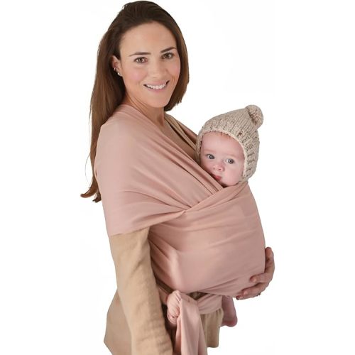 mushie Baby Wrap Carrier | 100% Organic Cotton | Infant Sling for Newborn and Babies 8-35 lbs (Blush)