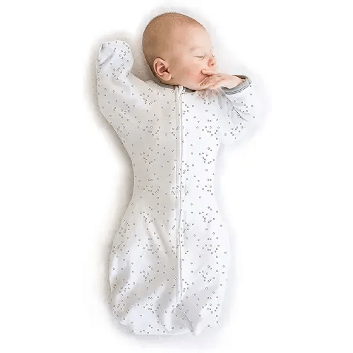 Amazing Baby Transitional Swaddle Sack with Arms Up Half-Length Sleeves and Mitten Cuffs, Confetti, Sterling, Small, 0-3 Months, Small (6-14 Pound)