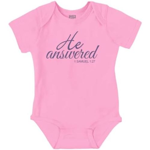 Brisco Brands He Answered Samuel 1:17 Christian Baby Bodysuit Jumper Girls