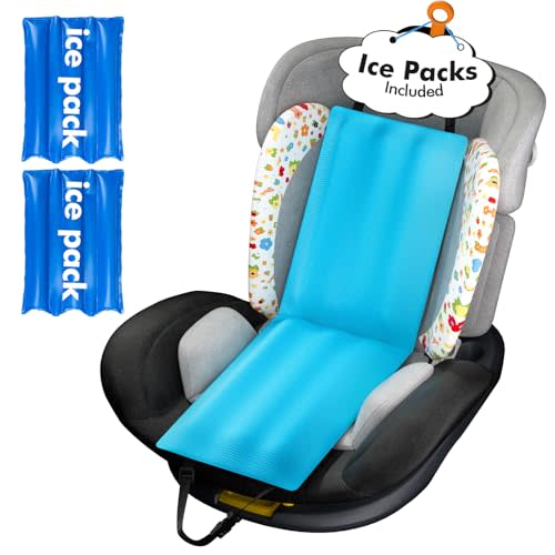 Hipsignal Car Seat Cooling Pad, Stroller Cooler with 2 Ice Pack for Car, Long-Lasting Cooling, Sun and Heat Shield Car Seat Cooler for Babies, Toddler, Food and Pets, Blue