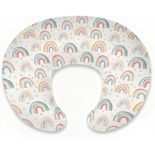 Watercolor Rainbow Nursing Pillow Cover for Baby Boy Girl,Rainbow Breastfeeding Pillow Slipcover with Hidden Zipper,Stretchy Removable Pillowcase for Newborn Infant Ultra Soft Pillowslip,Cover Only