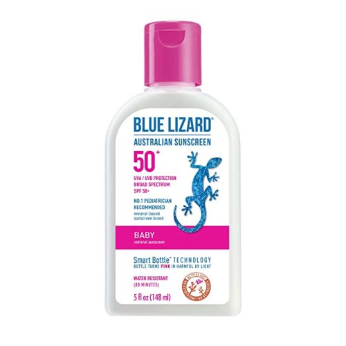 Blue Lizard Baby Mineral Sunscreen with Zinc Oxide, Water Resistant, UVA/UVB Protection with Smart Technology - Fragrance Free, Unscented, SPF 50 - 5 Fl Oz - Bottle - SPF 50+ - 5 Fl Oz (Pack of 1)