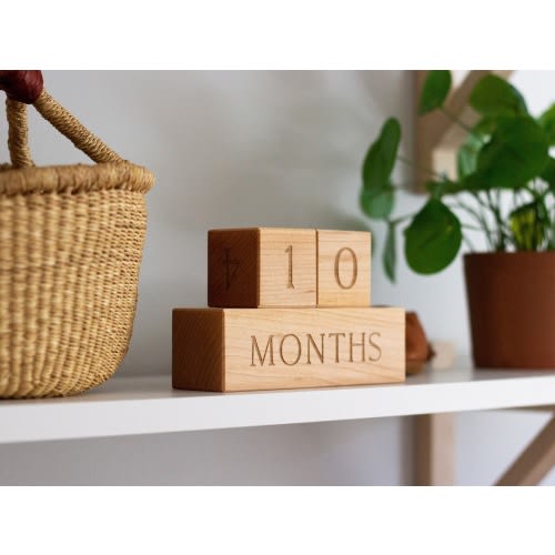 Wooden Milestone Blocks • Modern Wood Number Blocks for Milestones and Countdowns • Days, Weeks, Months, and Years Handmade Maple Block Set