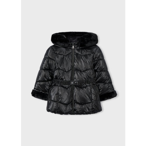 Girl Metallic Belted Puffer Jacket