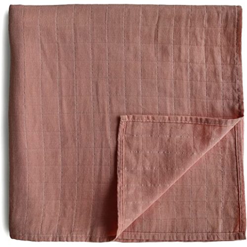 mushie Muslin Baby Swaddle Blanket | 100% Organic Cotton (Cedar)