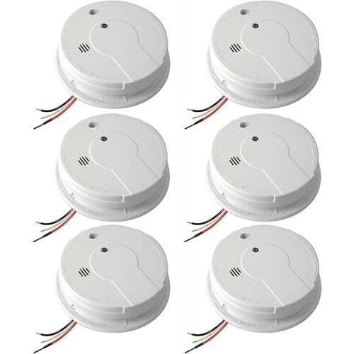 Kidde Smoke Detector, Hardwired Smoke Alarm with 9-Volt Battery Backup, Test-Reset Button, Interconnect Capability, White, 6 Pack