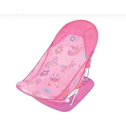 Foldable Baby Bather with Adjustable 3 Reclining Positions Bath Support for Use in The Sink or Bathtub Baby Bather for Newborn Infant Babies 0-12 Months (Princess Pink)