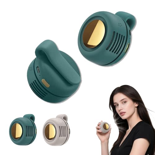 DNZPFU Portable Silent Mini Bladeless Fan Clip, Waist Clip, Rechargeable Hands-Free Mini with 3 Wind Speeds, Silent Wearable Personal Cooling Fan for Outdoor, Office, Home, Travel (1, Green)